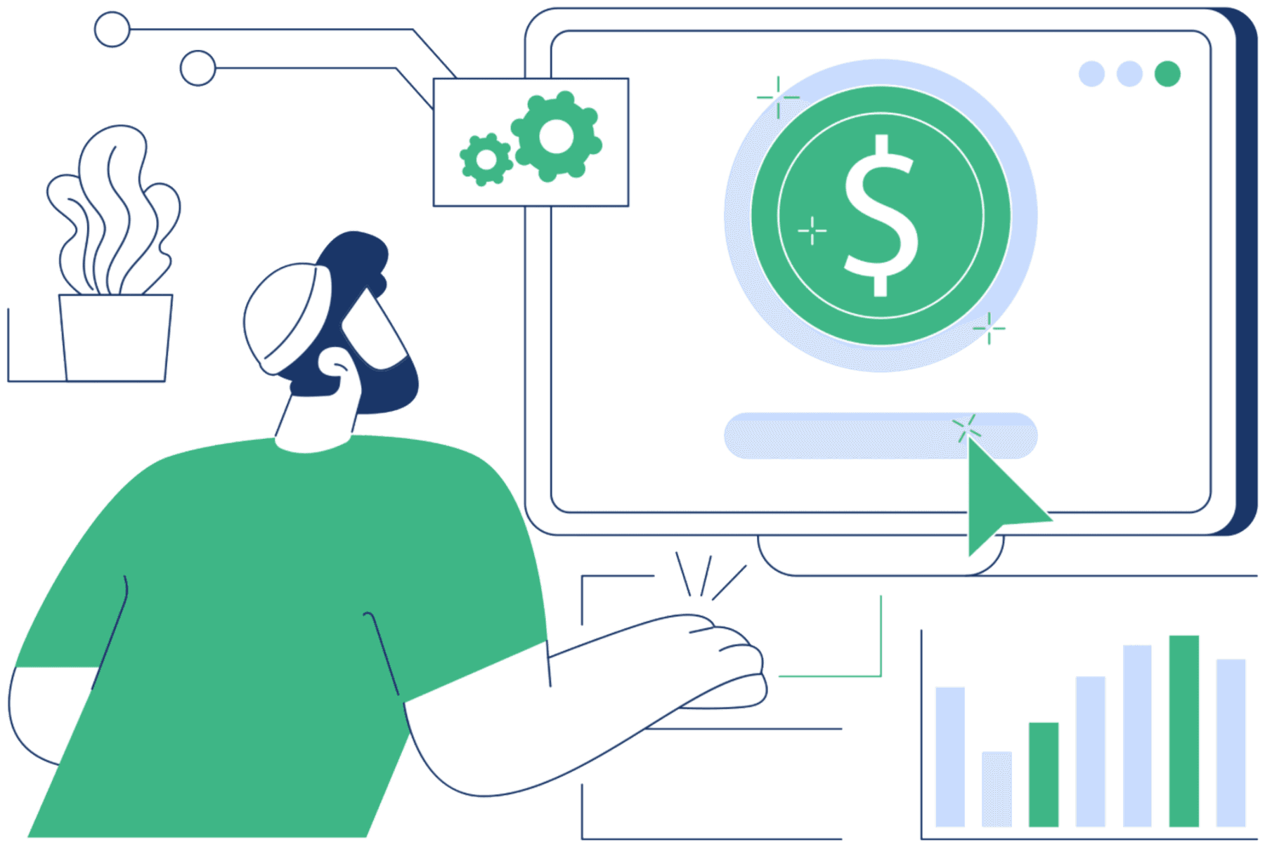 Illustration of someone directing a contribution through savings tools